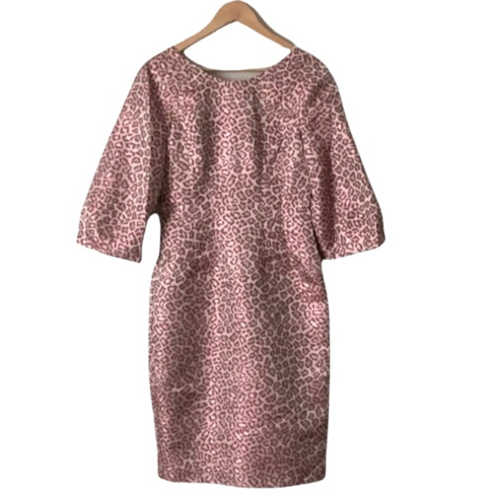 Alton Gray Pink Leopard Print Jacquard Dress